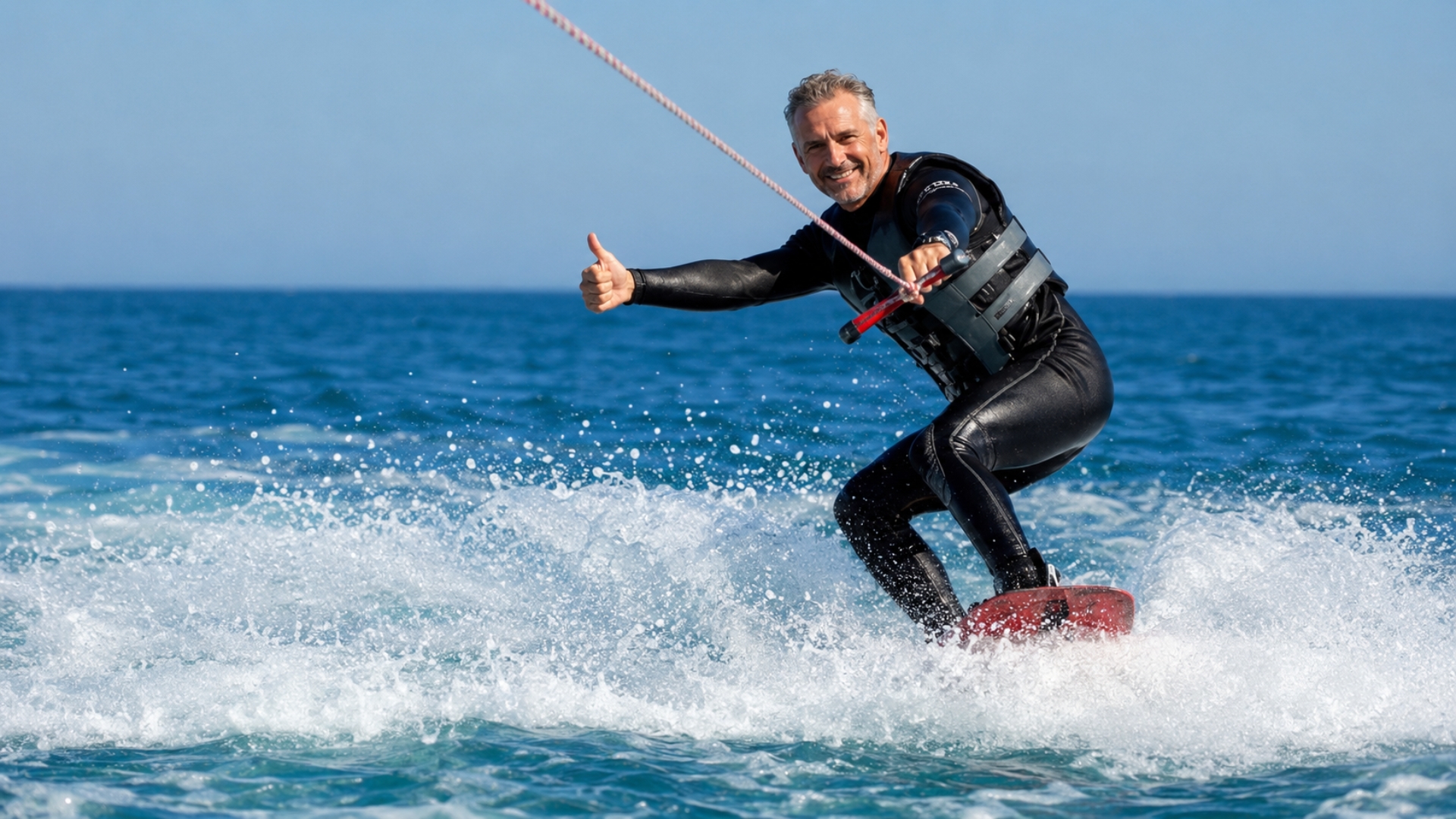 Man doing wakeboard in Barcelona for first time